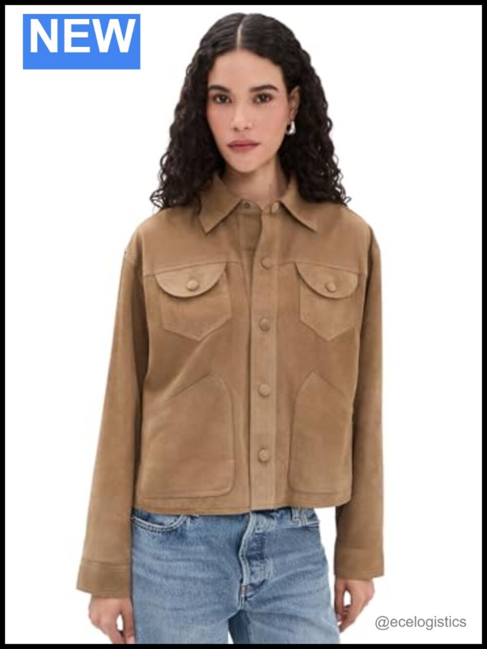 Suede Utility Jacket Mid-Weight Non-Stretch Solid